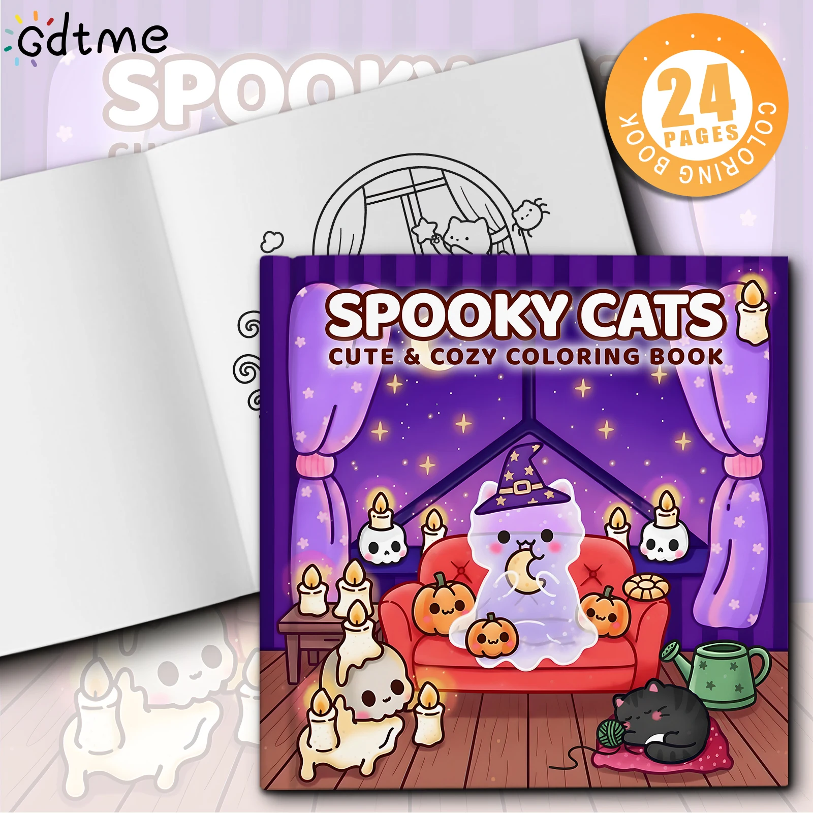 SPOOKSY CATS Malbuch für Erwachsene, Cartoon-Muster mit kräftigen und einfachen Linien, Stressabbau und Entspannung, DIY-Graffiti-Malbuch – Detail 1