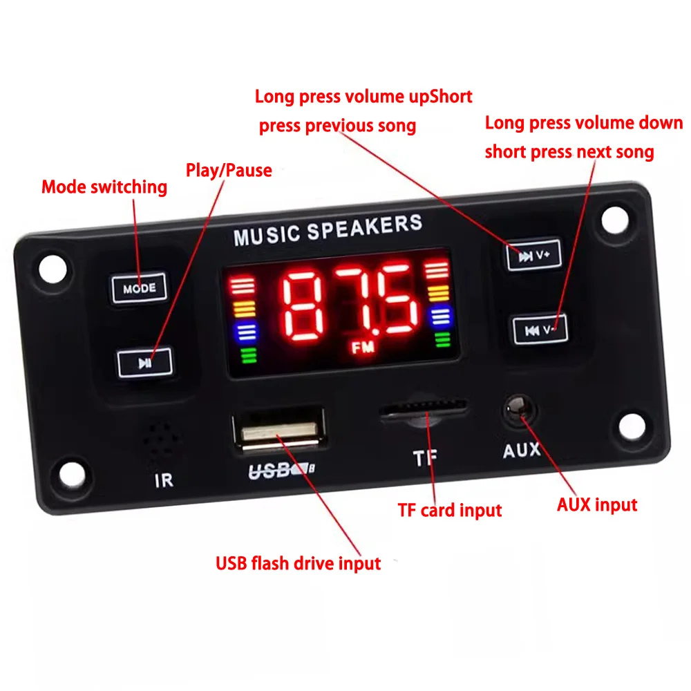 Car Audio Decoder Amplifier Board Stereo Amplifier USB TF FM Radio Module Bluetooth 12V WMA MP3 Player with remote control