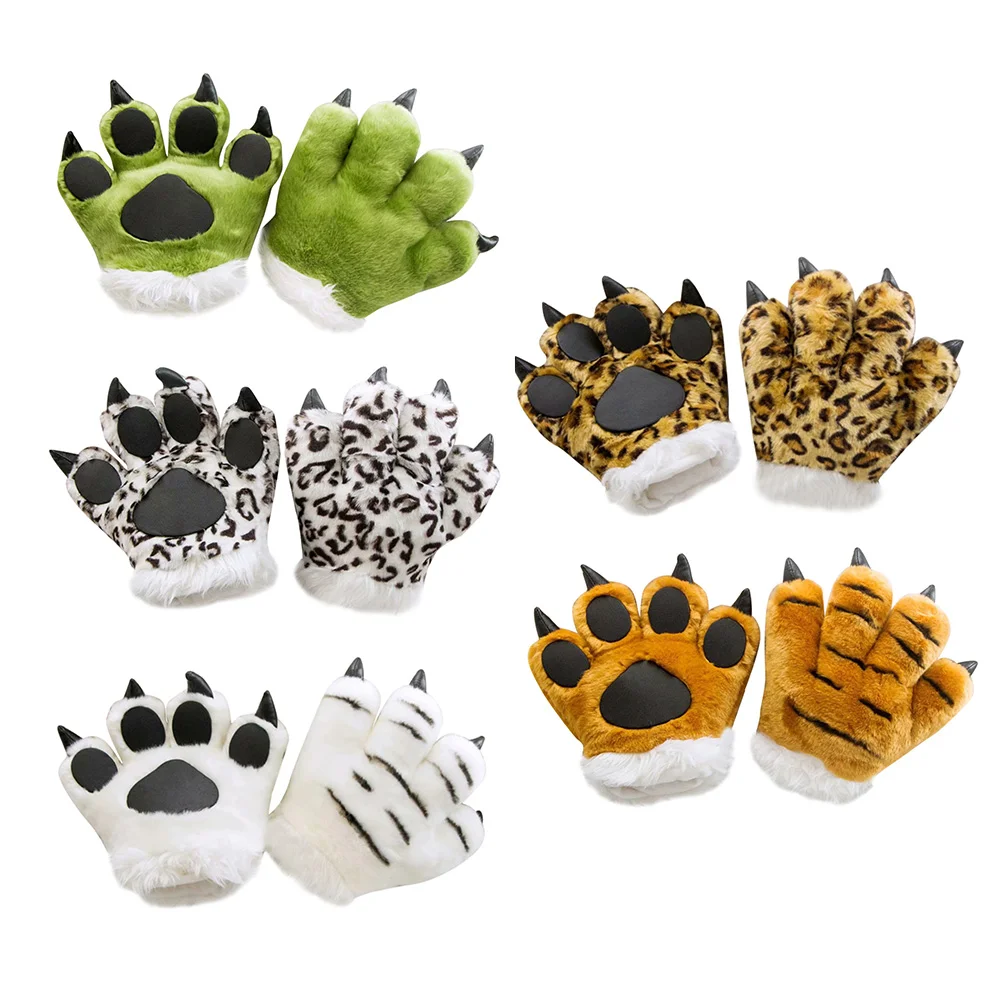 

Cartoon Animals Palm Toy Plush Gloves Simulation Creative Tails Costume for Kids