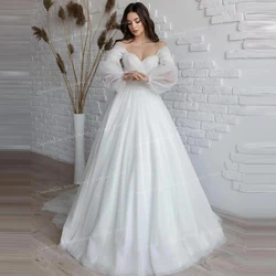Luxury Lace Tulle Wedding Dresses Women's Elegant Sexy A Line Sweetheart Long Sleeve Princess Bridal Gowns Vestidos Customized
