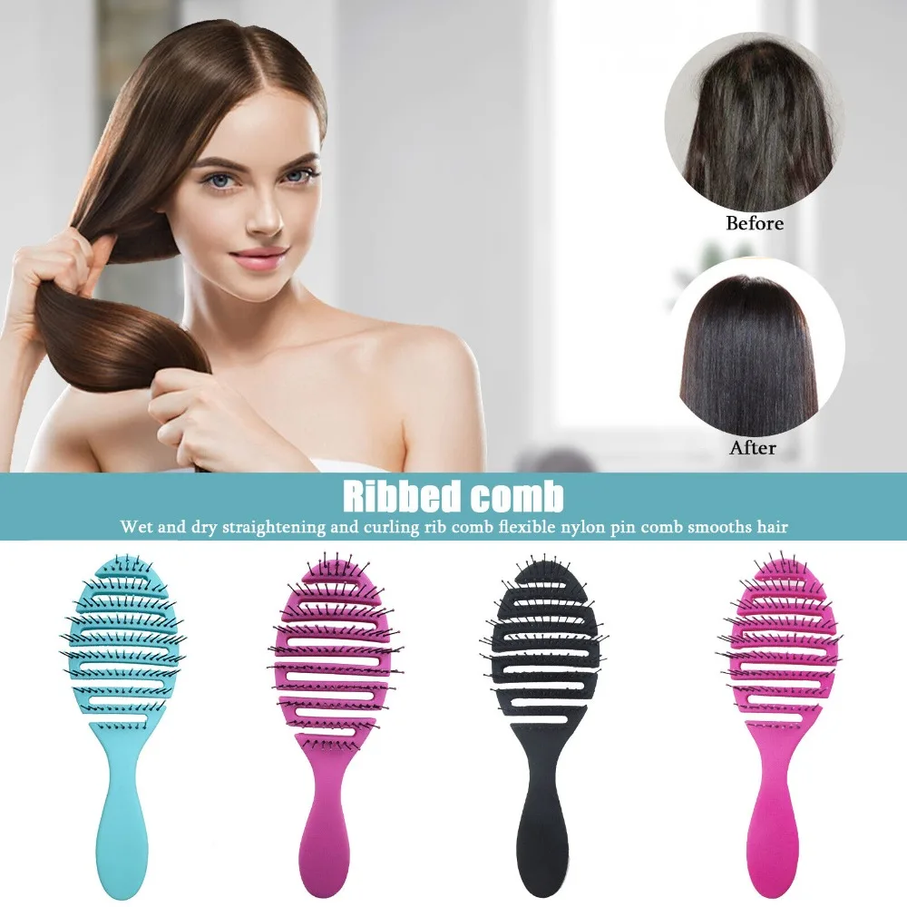 4 Colors Detangling Hair Brush Flexible Vented Professional Flex Dry Wet Massage Comb Hair Combs Salon Hairdressing Accessories