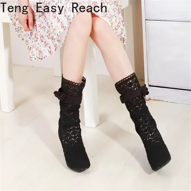 Crochet Summer Boots 2024 New Shoes Lace Hollow Crochet Boots XL Hollow Fashion Women\'s Boots 34-43