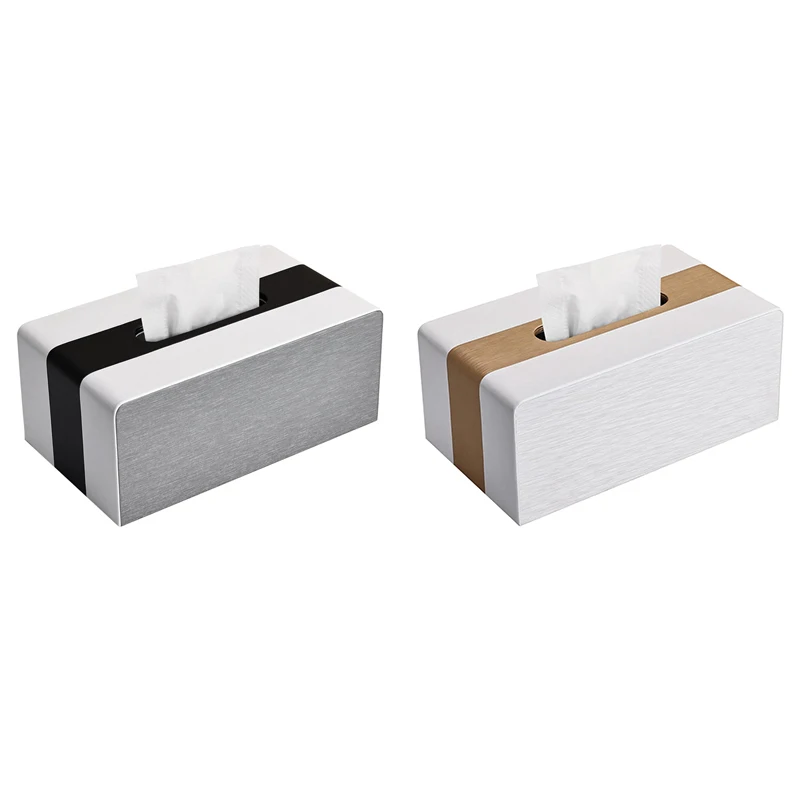 Cubiertas de caja de pañuelos de cuero PU, soporte de pañuelos Rectangular para decoración del hogar/oficina/coche, color blanco