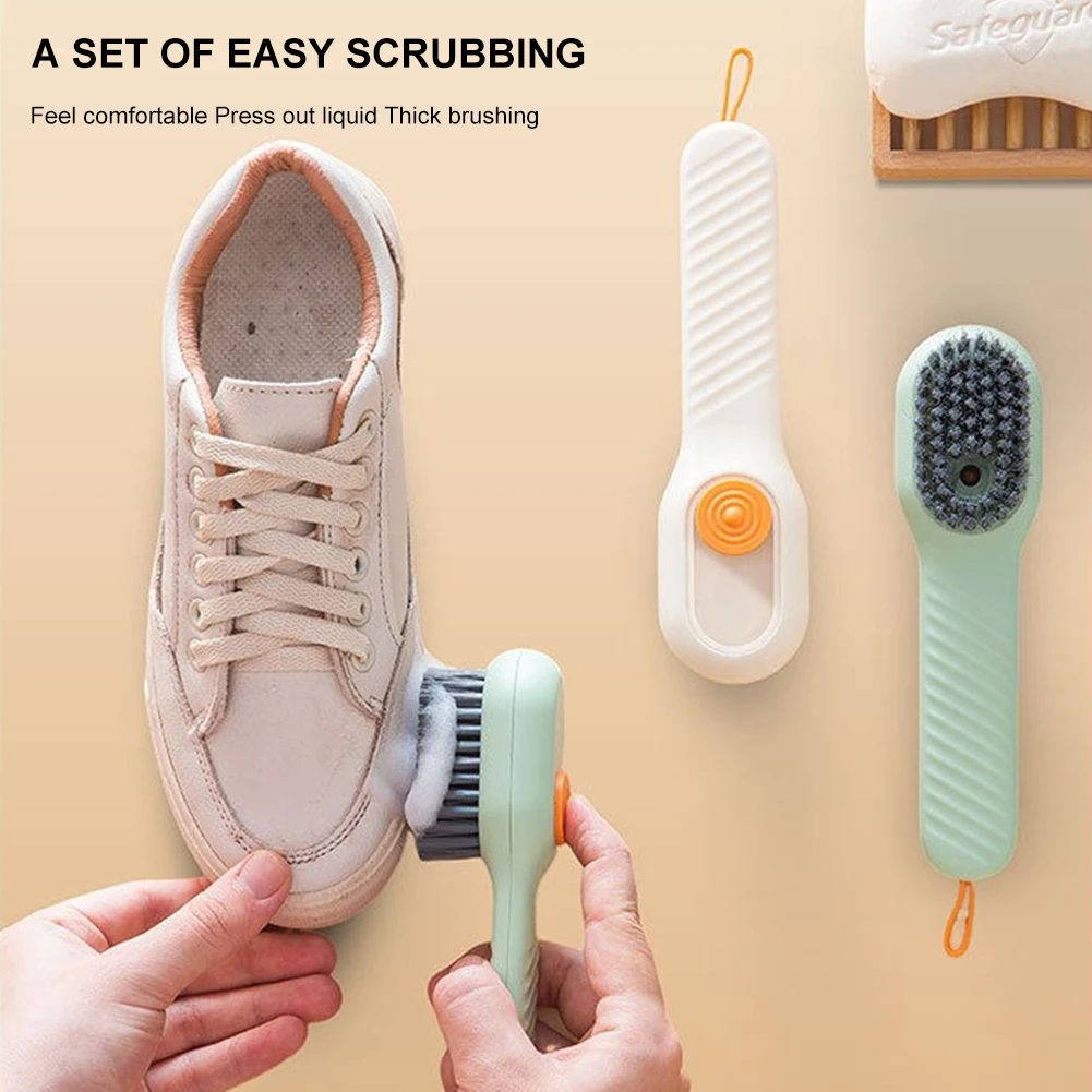 Multifunctional Liquid Cleaning Brush Plastic Shoe Brush Long Handle Soft Bristles Clothes Laundry Brush Household Cleaning Tool