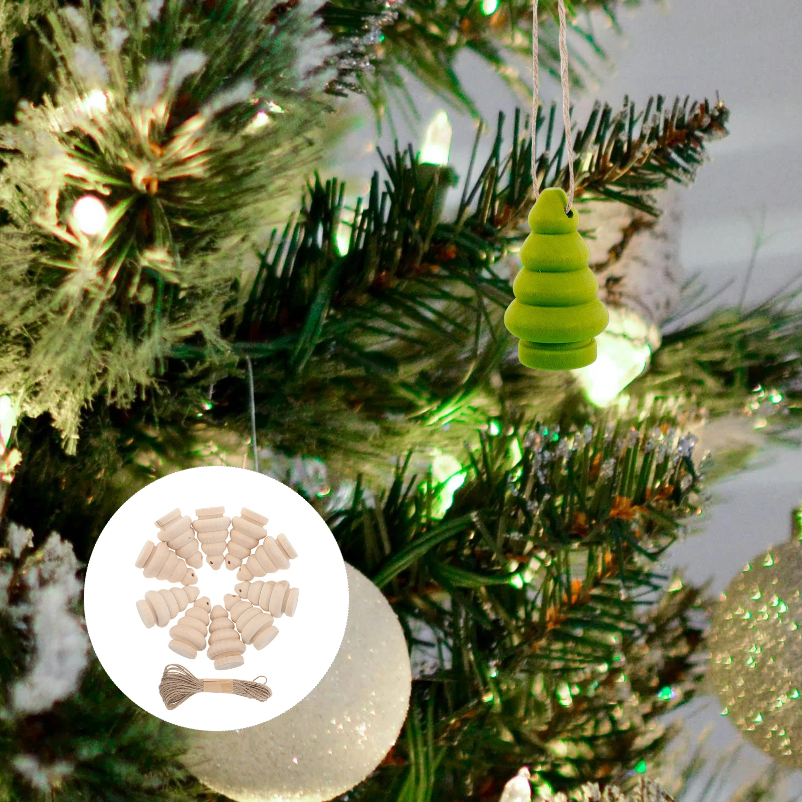 

Christmas Tree Pendant Decor Unfinished Wood Decoration Crafts Wooden Ornaments to Paint