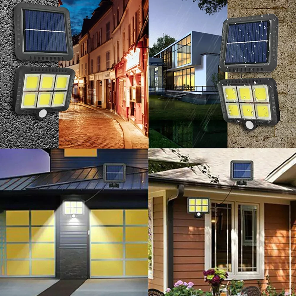 2pc LED Solar Split Wall Light Outdoor PIR Motion Sensor 120 COB Light Waterproof Emergency Street Garage Safety Light