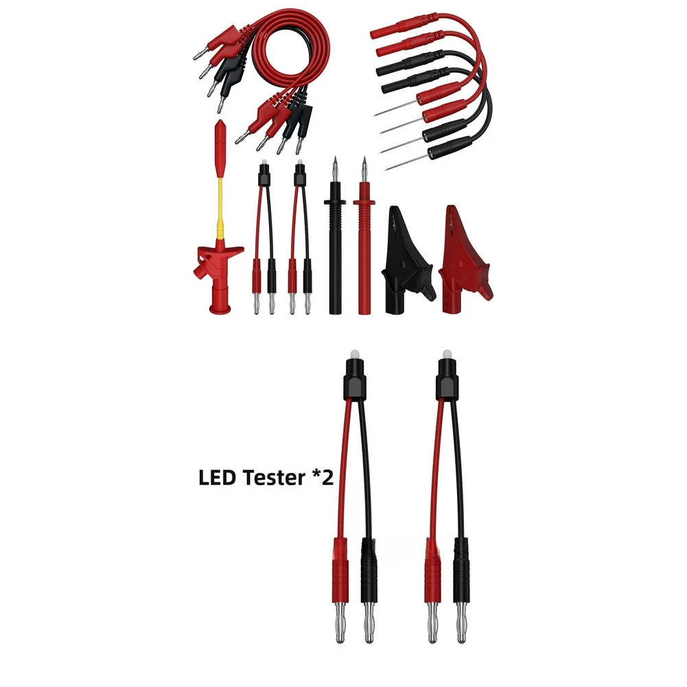 Test Probe Kit 15 Piece Includes 4mm Connectors Non Invasive Hooks LED Indicators for Industrial Electrical Work
