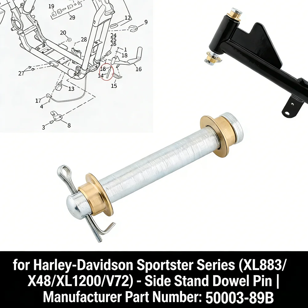

Side Stand Dowel Pin Manufacturer Part Number 50003-89B For Harley-Davidson Sportster Series XL883 X48 XL1200 1989-2025 2026