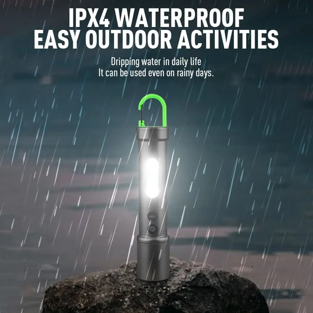 

С боковой лампой, мощный фонарик, портативный крючок, перезаряжаемый уличный небольшой фонарик, многофункциональный водонепроницаемый