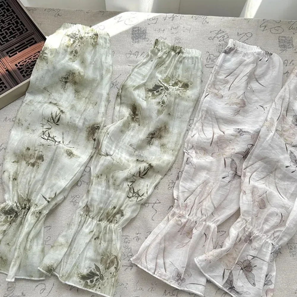 

Thin Sweet Chinese Style Sleeves Flower Elastic Chiffon Sunscreen Arm Covers Sun Protection Anti-UV Cycling Gloves Women