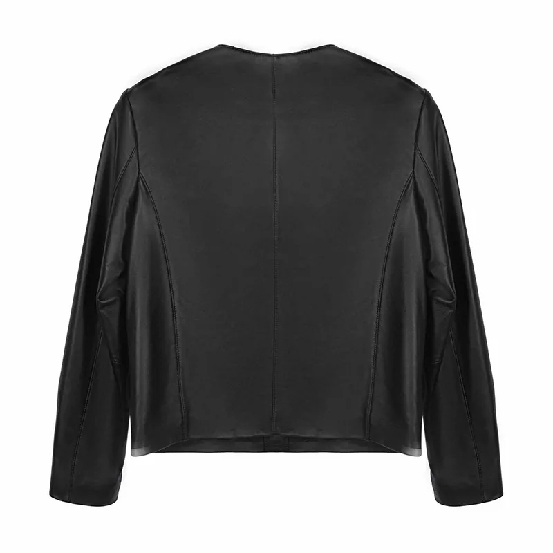 Haining-Manteau en cuir véritable pour femme, manteau court en peau de mouton, petite veste coupe-vent parfumée, automne et hiver, nouveau