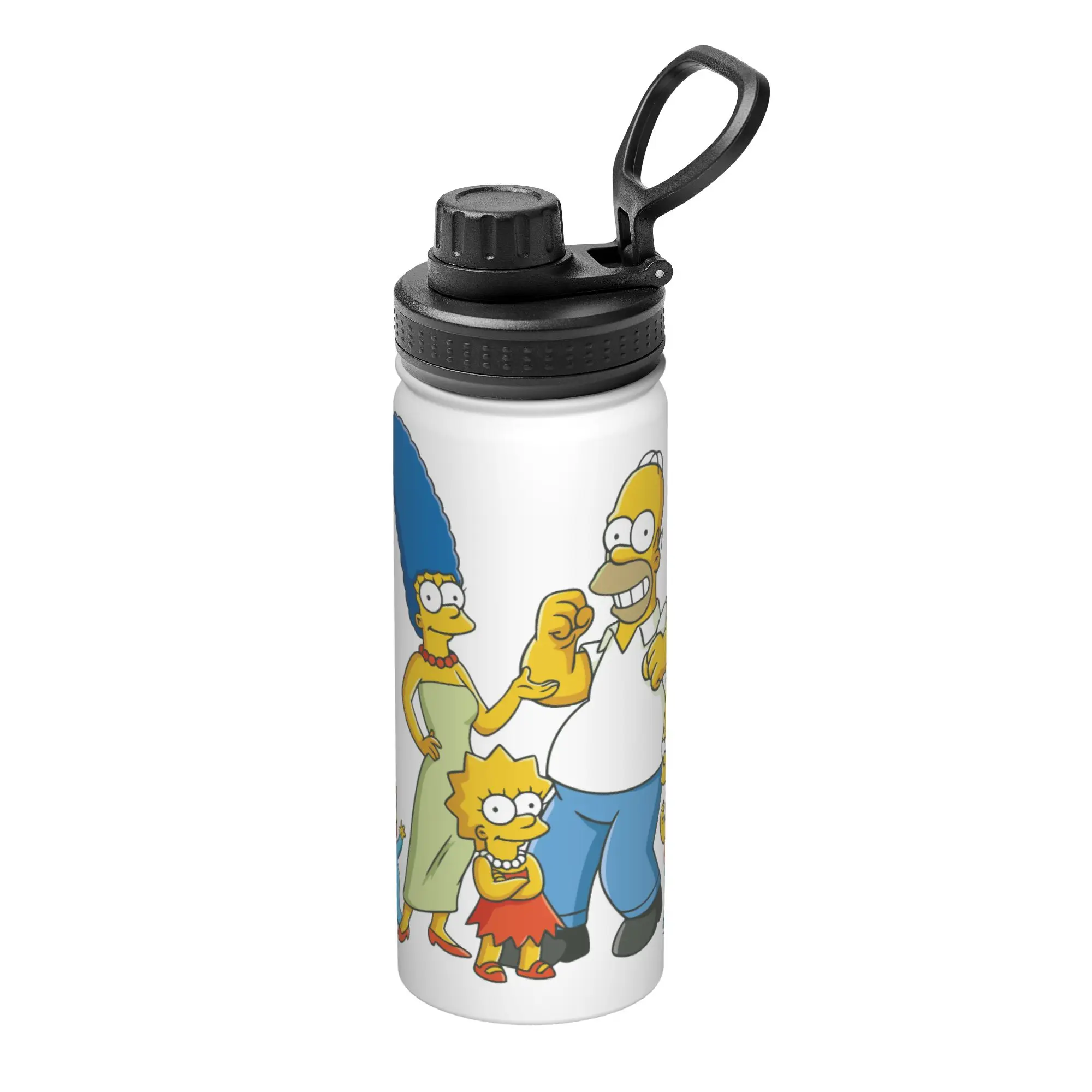 S-Simpsons Cartoon 18OZ Sports Insulated Kettle  Thermal Cup Stainless Steel School Mug Spill Proof