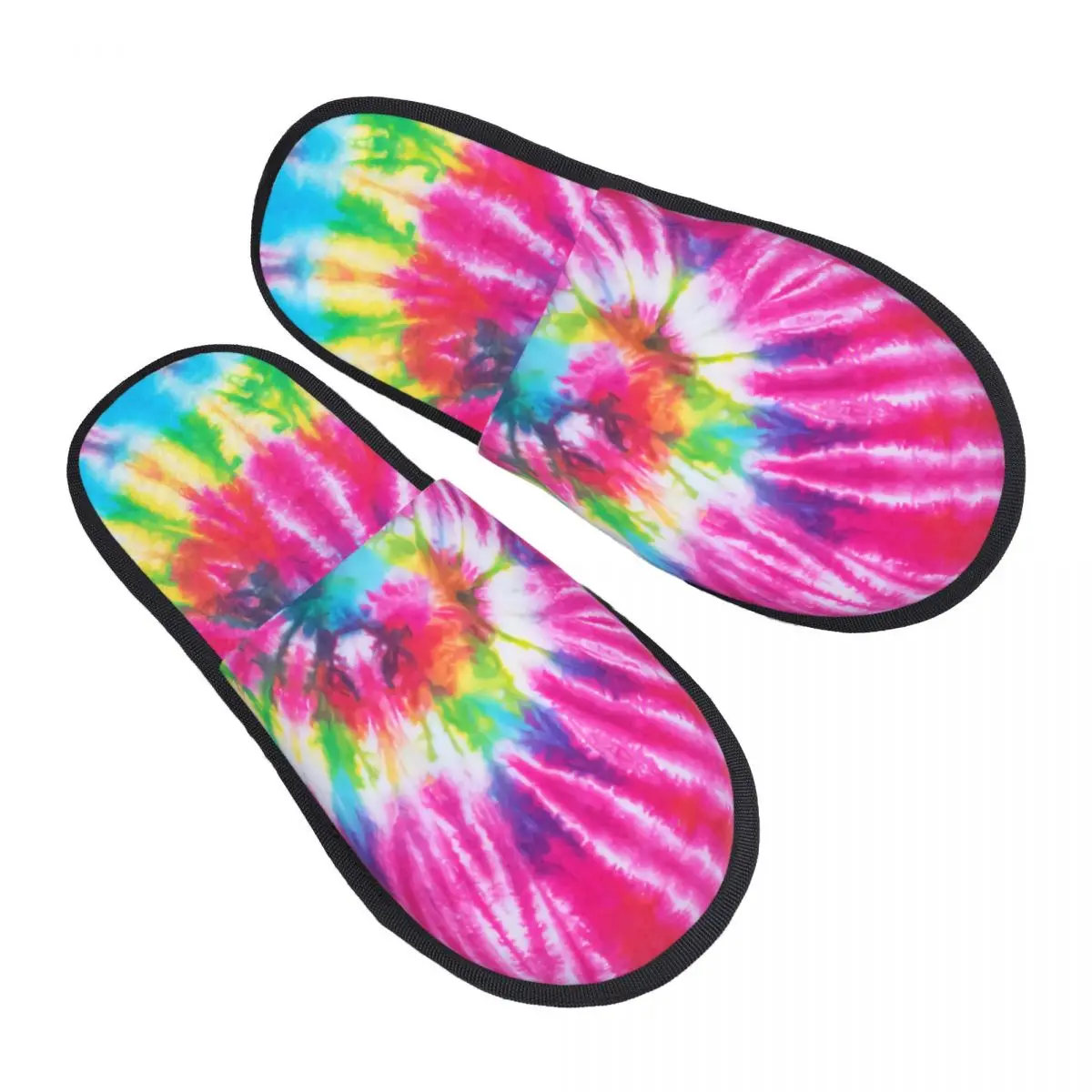 Custom Very Colorful Tie Dye Memory Foam Slippers Women Comfy Warm Traditional Dyeing Art House Slippers