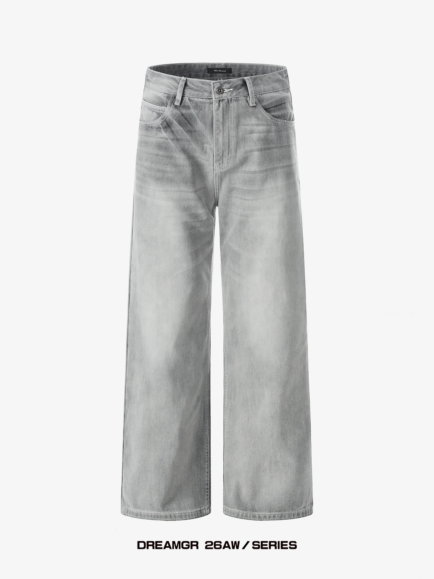 

American Retro Waed Foggy ey Straight Leg Jeans Men's New A-Line Slimming Loose Long Pants Casual Youth Faion Jeans