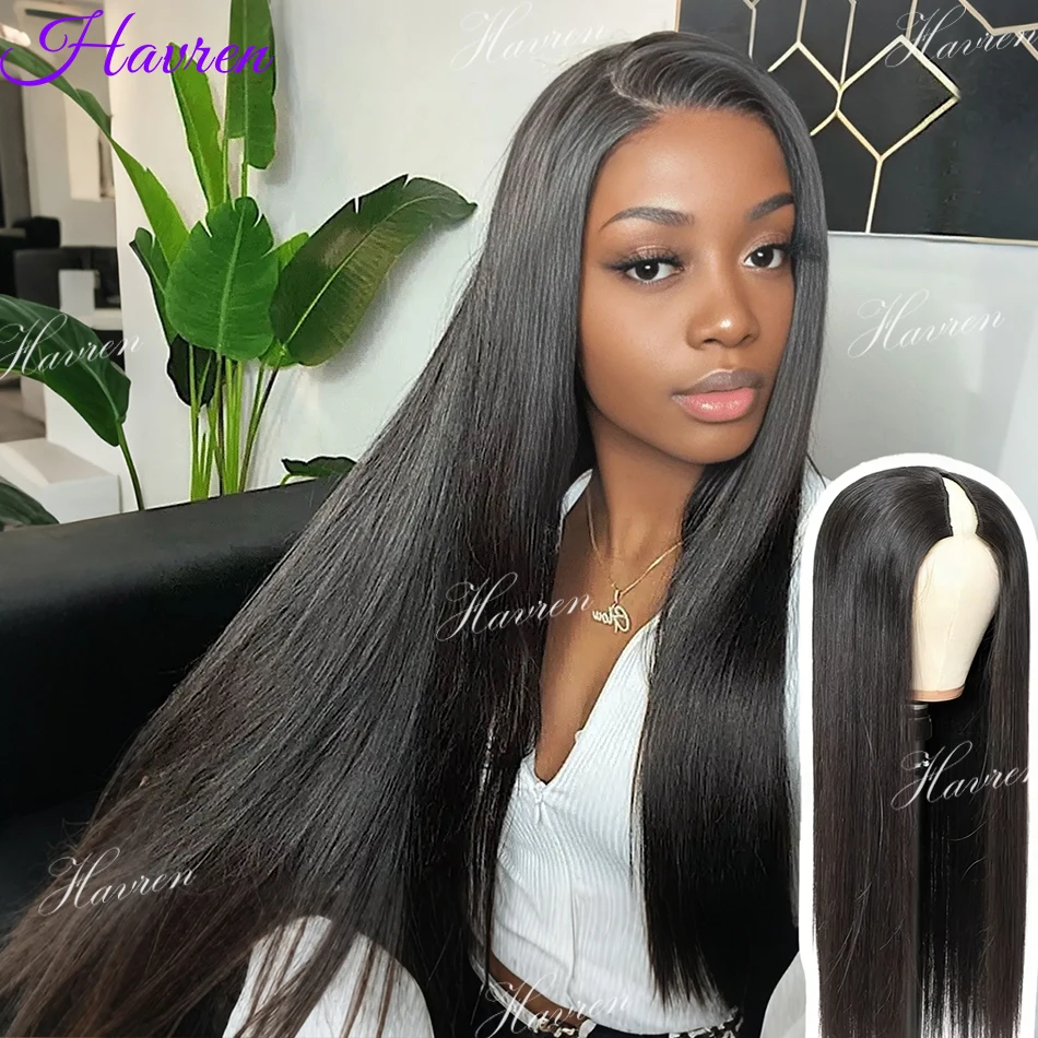 

Парик V-образной формы из натуральных волос, без клея, прямой, без необходимости оставлять свои волосы наружу, без пришивания, полупарик, натуральный черный, готовый к носке