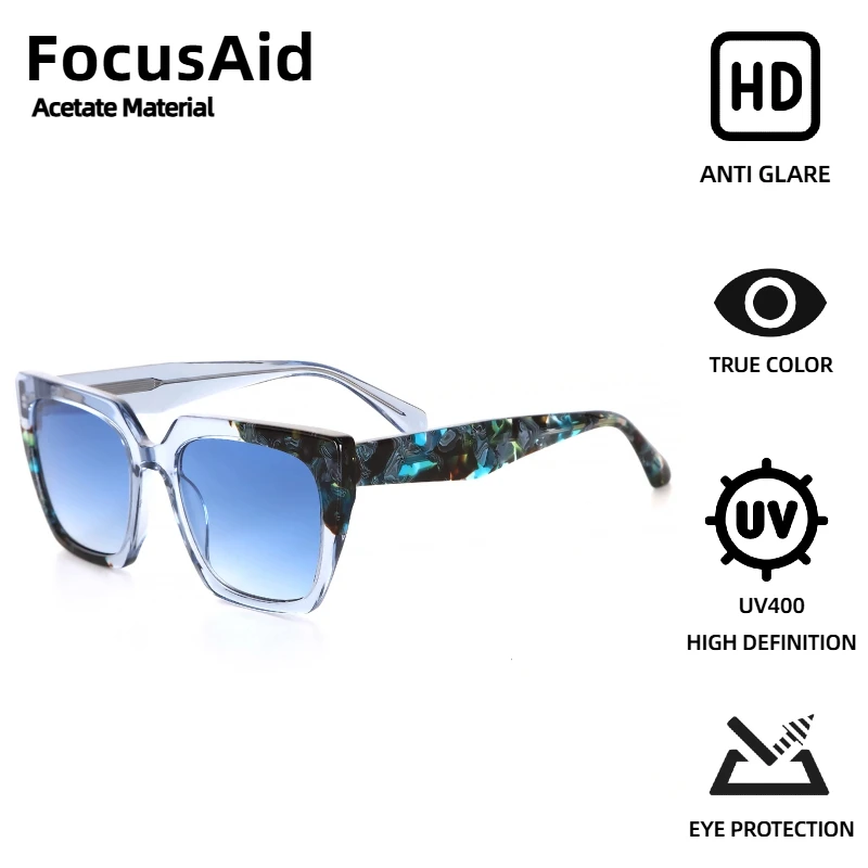 

FocusAid Fashion Vintage Women's Cat Eye Sunglasses Brand Designer Eyewear High Quality Acetate Sunglasses UV400 Nylon Lenses