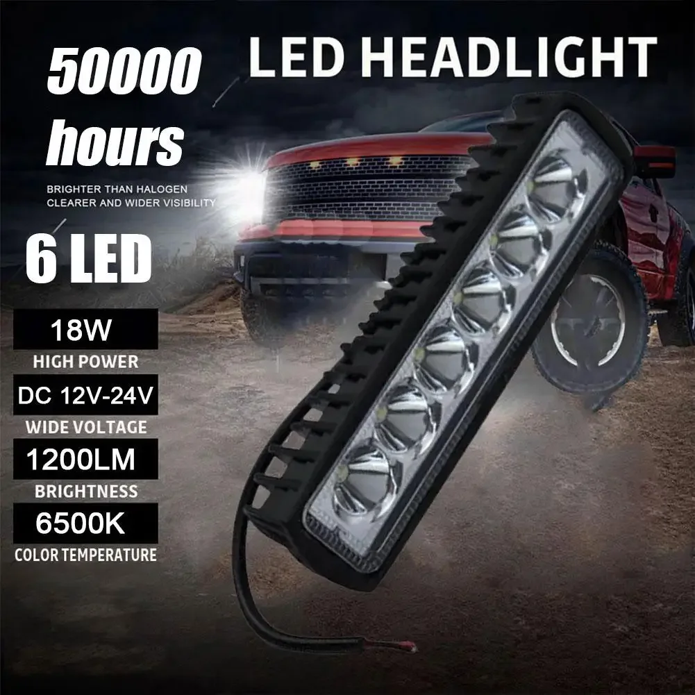 18w 6 LED Car Work Light High Bright Spotlight Universal Offroad Automobile Truck Driving Fog Headlights DRL Driving Lamp 12V