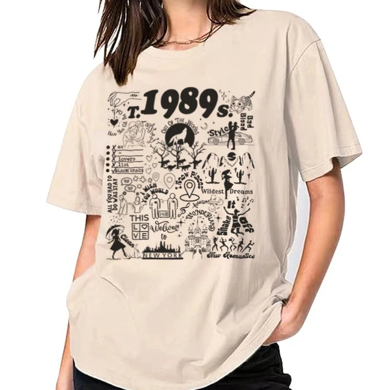 1989 Vintage Music Poster T-Shirts Trendy Fashion Fandom Music Concert T Shirt Short Sleeve Street Graphic Tees Women Clothing