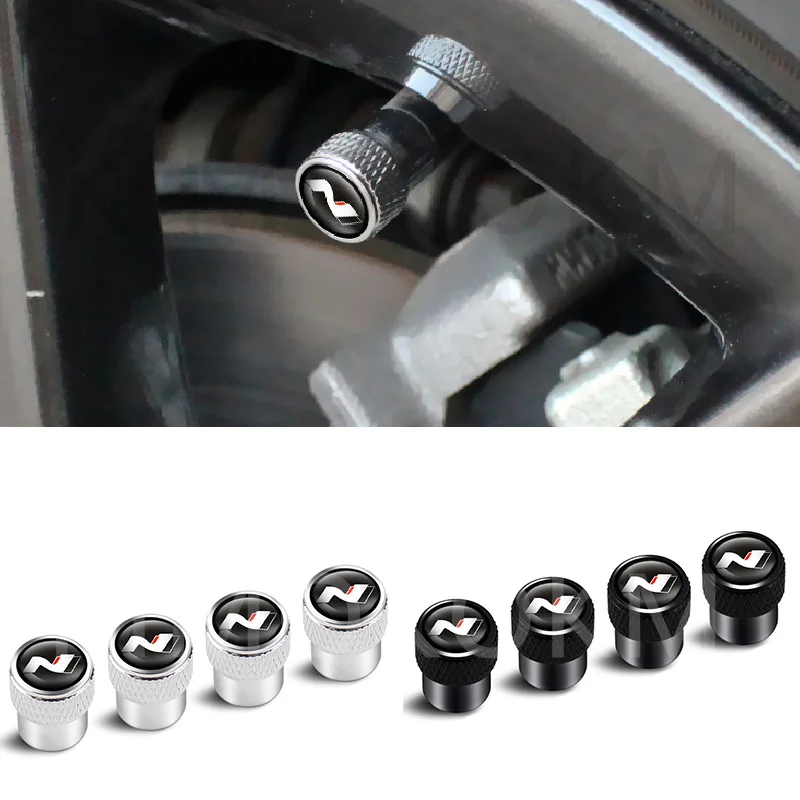 For Hyundai N Line i20 i30 Sonata Tucson Azera Elantra Veloster Kona Santa FE NLine Accessories Car Wheel Tire Valve Caps Stem