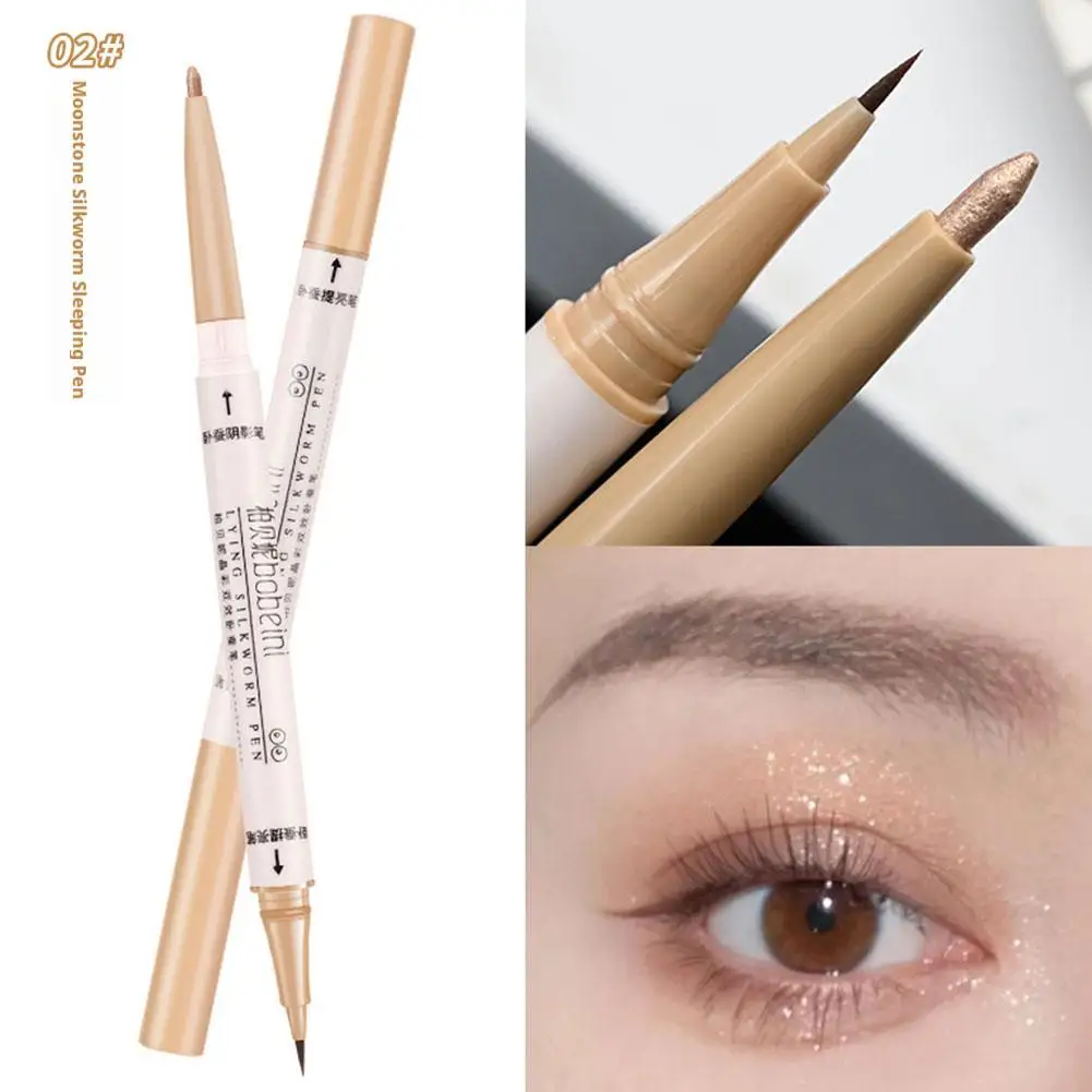 Double-headed Glitter Eyeshadow Pen Pearlescent Matte Waterproof Makeup Diamond Brighten Eyeliner Pen Silkworm Highlight D9X5