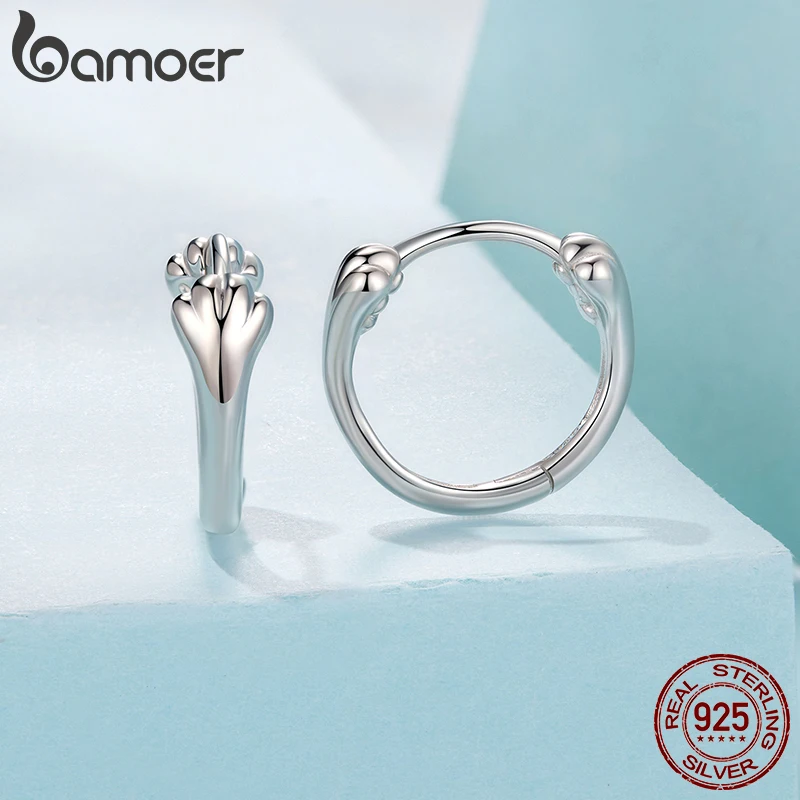 

Bamoer 925 Sterling Silver Pet Paw Earring for Women Girls Cute Small Paw Print Huggie Hoop Earring Jewelry for Daughter Gifts