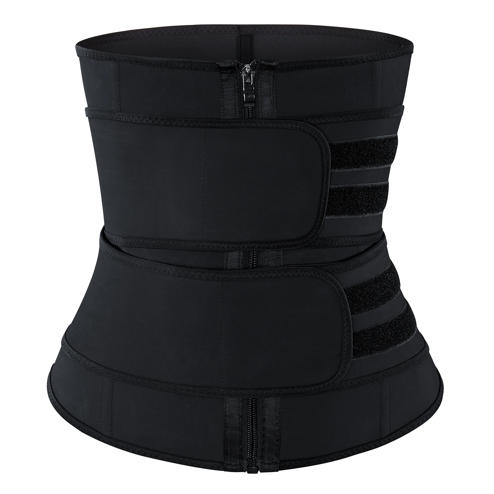 

Latex Waist Trainer With Double Straps Belts Steel Boned Zipper Cincher Underbust Corset