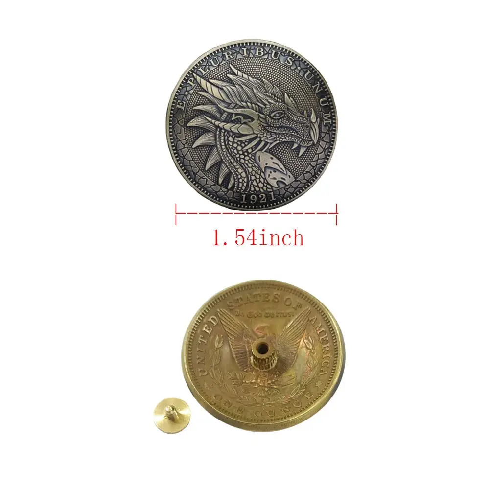 Retro Brass Craft Dragon Head Carving Decorative Concho Buttons Metal Castings Conchos Screw Back DIY Leather Goods Accessories