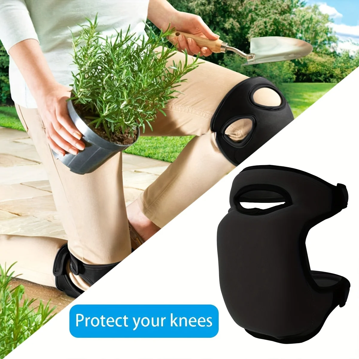 2pcs Extra Thick Memory Foam Gardening Knee Pads - Adjustable Strap, Non-Slip Soft Comfort Protection for Weeding,Floor Cleaning