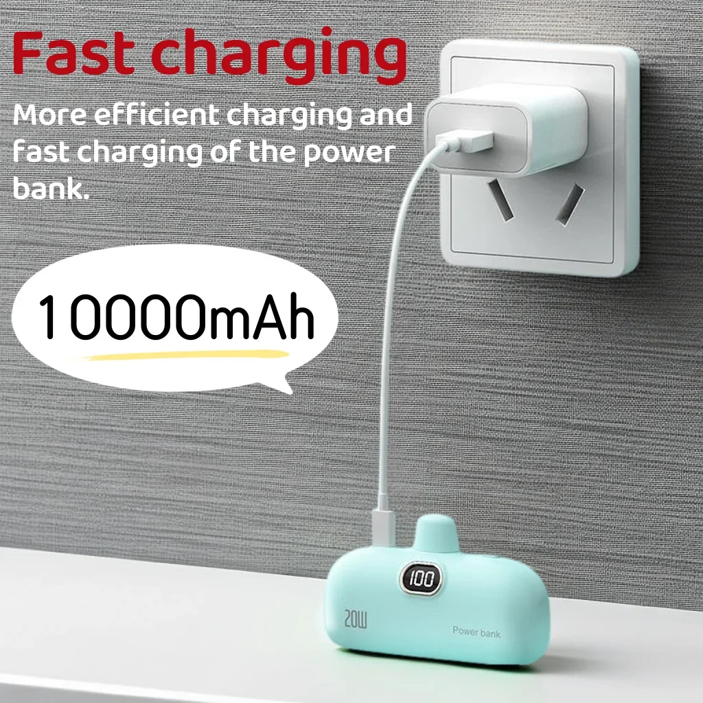 Mini Capsule Power Bank 10000mAh Display digitale 20W ricarica rapida fonte di alimentazione portatile spina di tipo C e spina Lightning