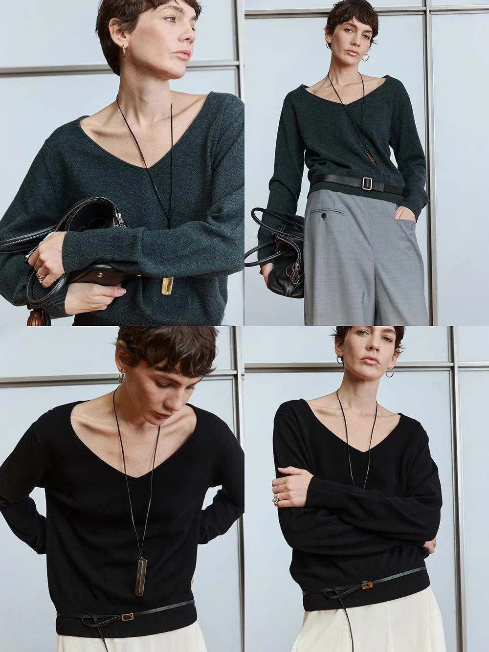 

RIMEFROST Ultra Slim Fit Camere Wool Knitted Top Peach Collar Two Colors Women's Faion Autumn 2024 Premium Quali