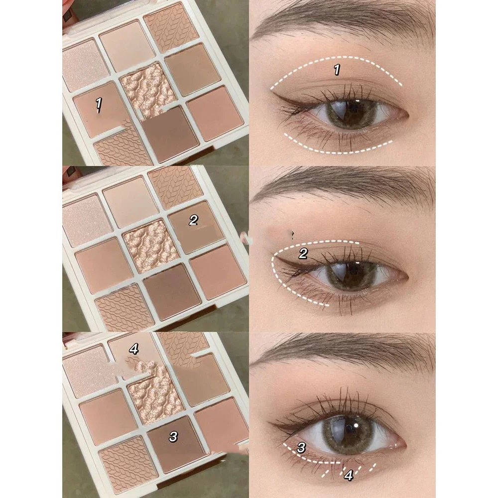 Luxe 9-kleuren oogschaduwpalet - Fluweel mat en glans effect, duurzaam waterdicht, bessen-, bruine en nude-tinten