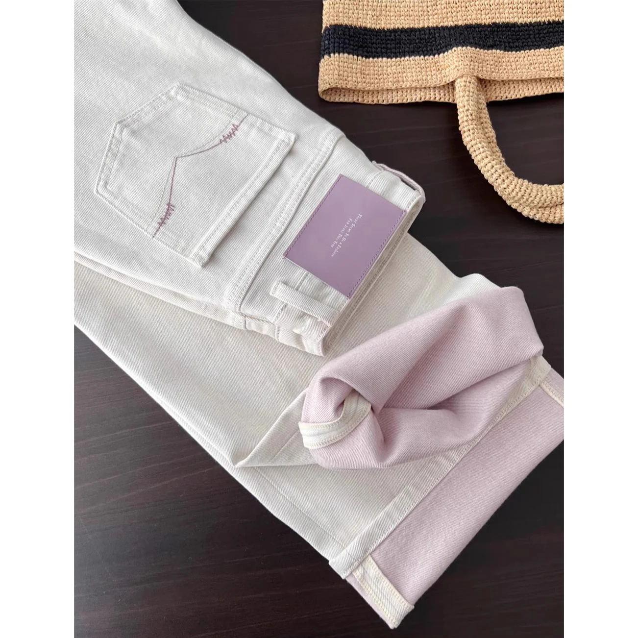 

High Waist Straight Leg Embroidered Denim Jeans Women's Slimming Long Leg Effect Spring Faion Pure Color Selfwill Brand