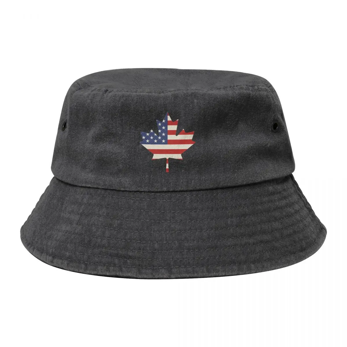 

Flag of US in Maple Leaf, Canadian Americans Patriotic Gift Bucket Hat Custom Cap Women's Golf Clothing Men's