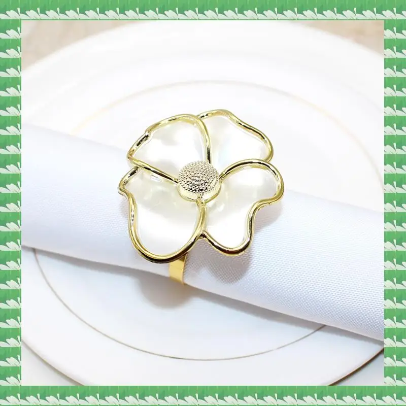 

Flower Napkin Rings Elegant Napkin Holders Set For Paper Napkins And Table Cloths Set Of 6, A