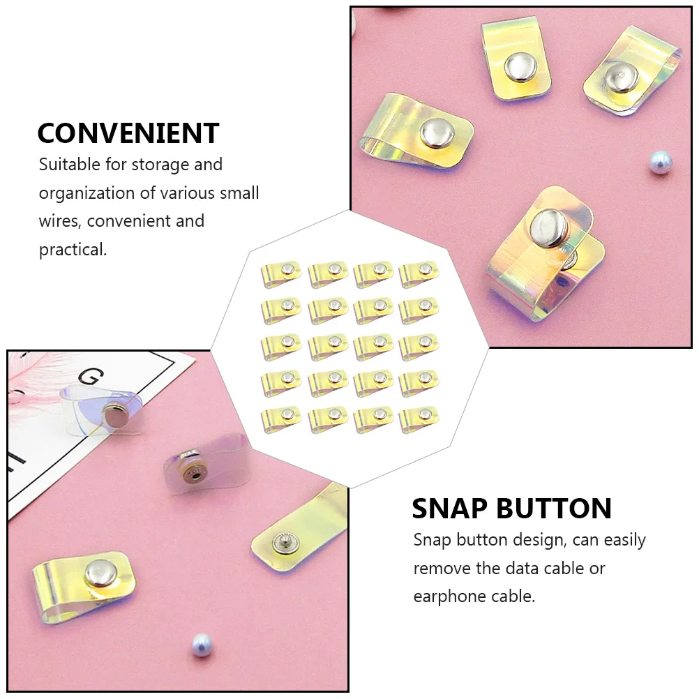 

20pcs Usb Cord Organizer Cable Holder Clips Transparent Cord Keepers For Cables Charging Wire Storage Headphone Cable Winder