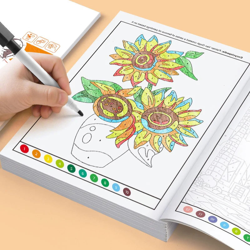 Kinder-Malbuch, 48 Seiten mit Farbenfrohen Illustrationen und Anleitungen, Interaktives Aktivitäts-Malbuch – Detail 1