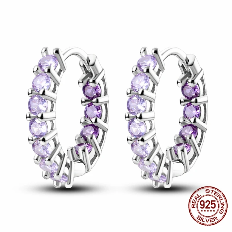 

925 Sterling Silver Earrings, Women's Earrings Set with Purple Gemstones, Anniversary Wedding Jewelry Gift
