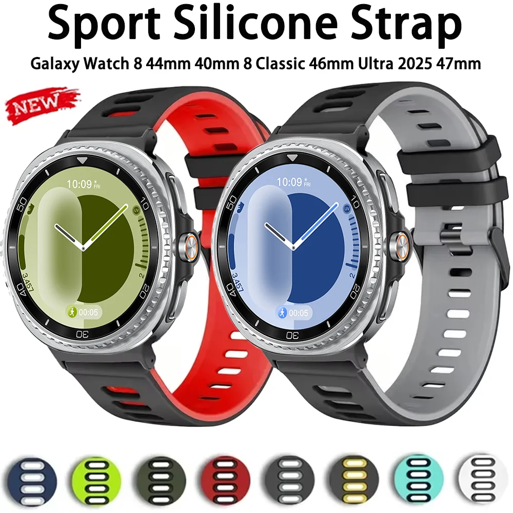 for Samsung Galaxy Watch 9 8 44/40mm 8 Classic 46mm Breathable Sport Silicone Strap Bracelet Galaxy Watch Ultra 2025 47mm Correa