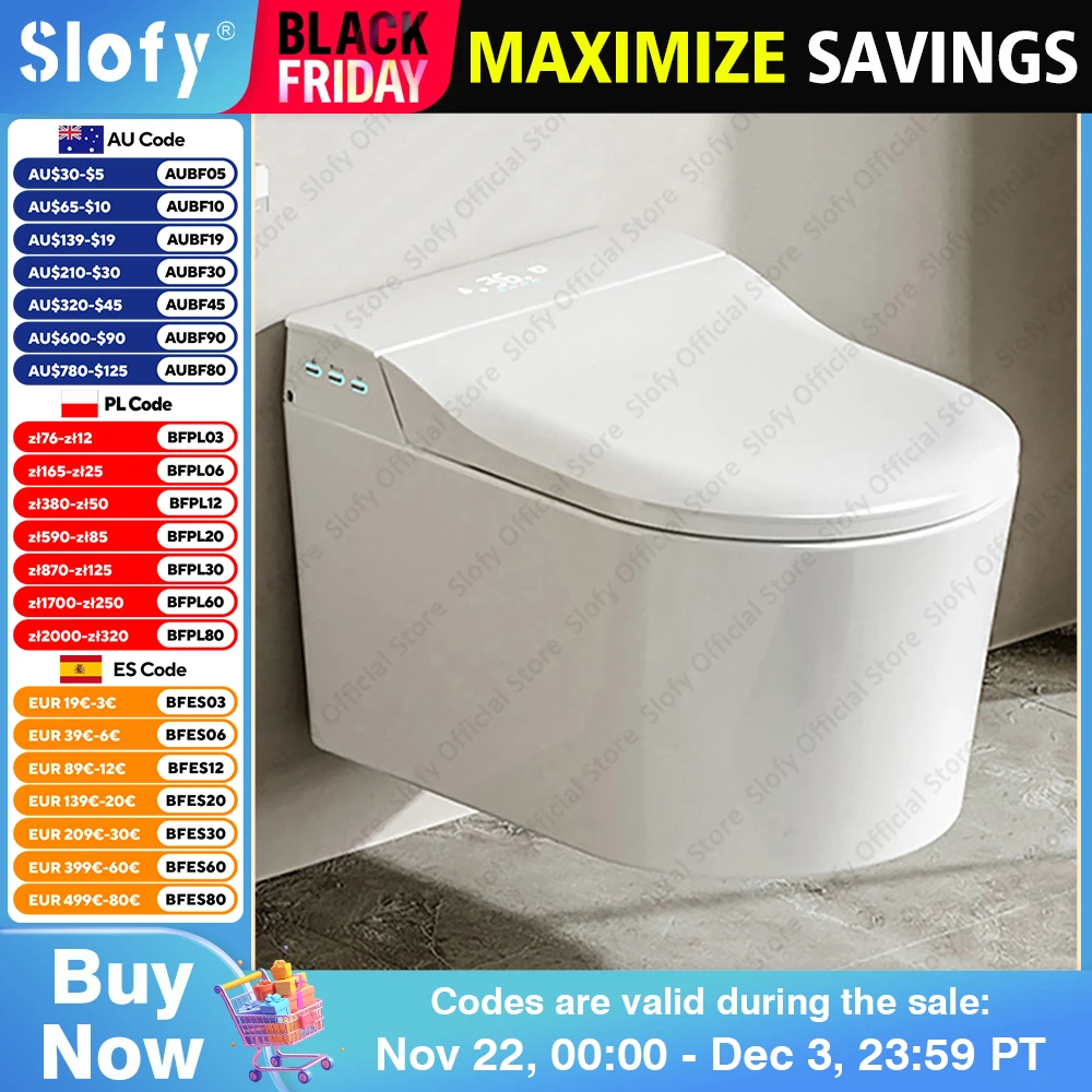 Wall-Hung Smart Toilet Bidet Built In Water Tank Elongated Toilet Remote Control Warm Water Dryer Heated Seat Automatic Flush