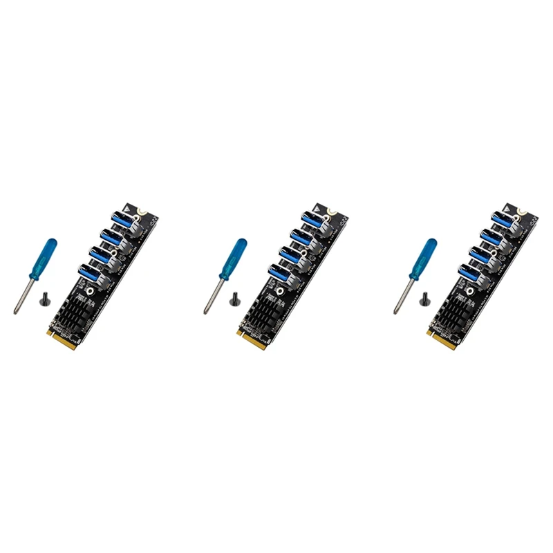 

3X M.2 M-Key Pcie расширительные карты M.2 к Pci-E X1 4 порта USB3.0, Графическая карта, адаптер расширения ASM1184E M.2