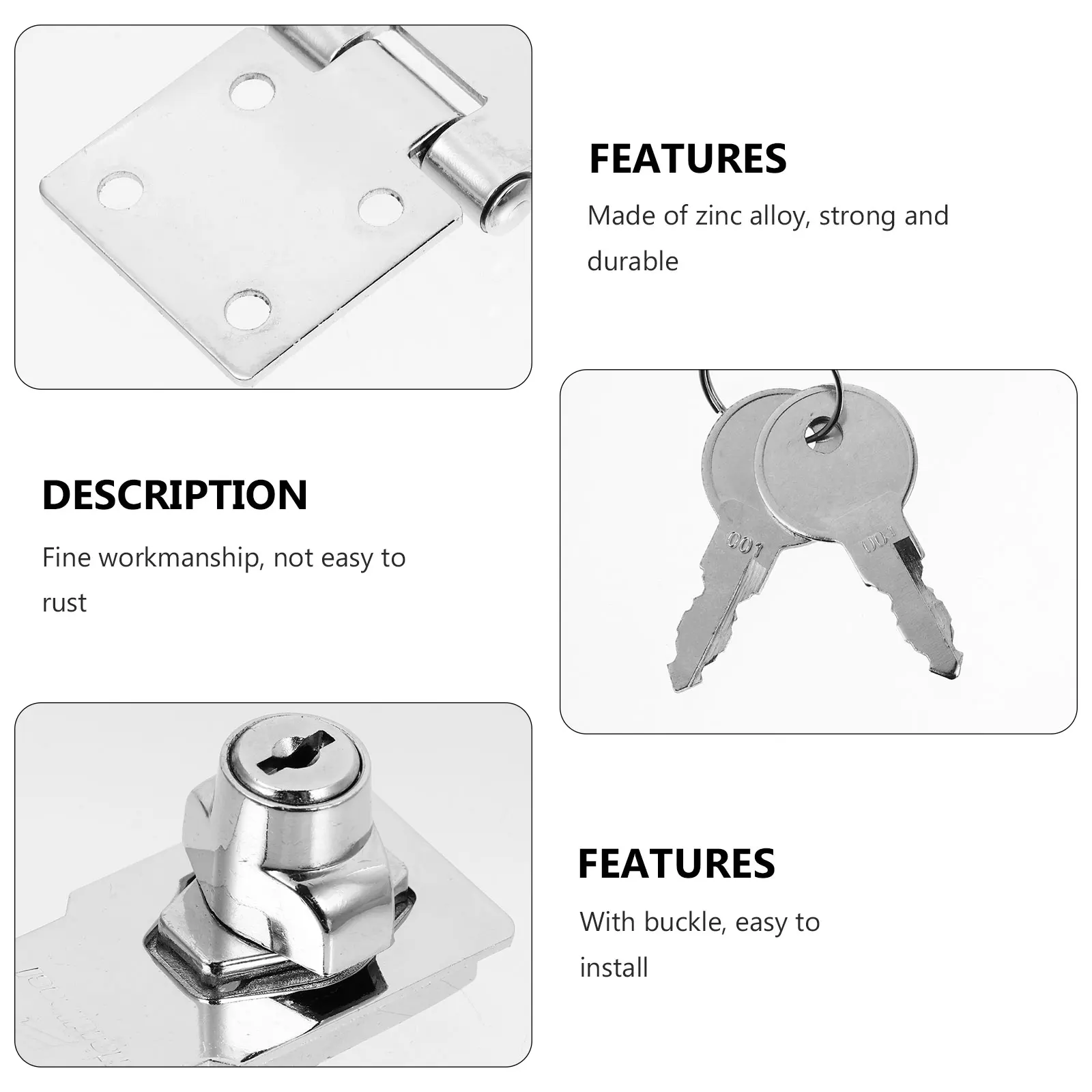 

Lock Door Hasp Safety Latch Cabinet Locks with Keys Household for Latches