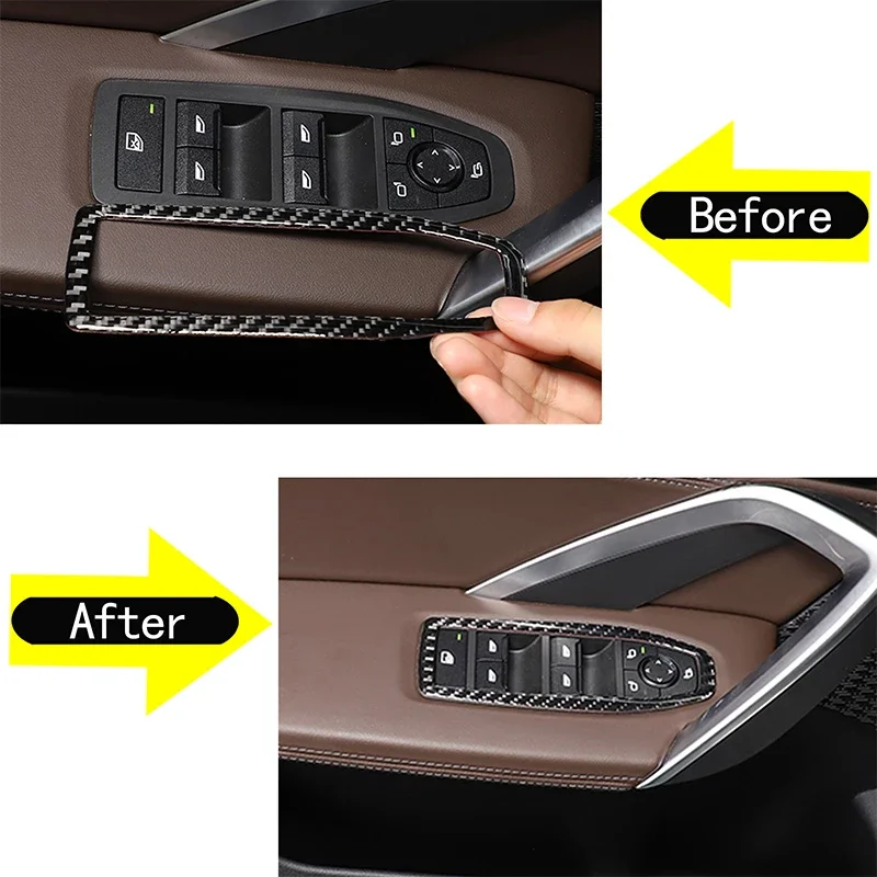 

For BMW X1 U11 2023-2024 soft carbon fiber car glass lift frame center control gear panel frame sticker car interior accessories