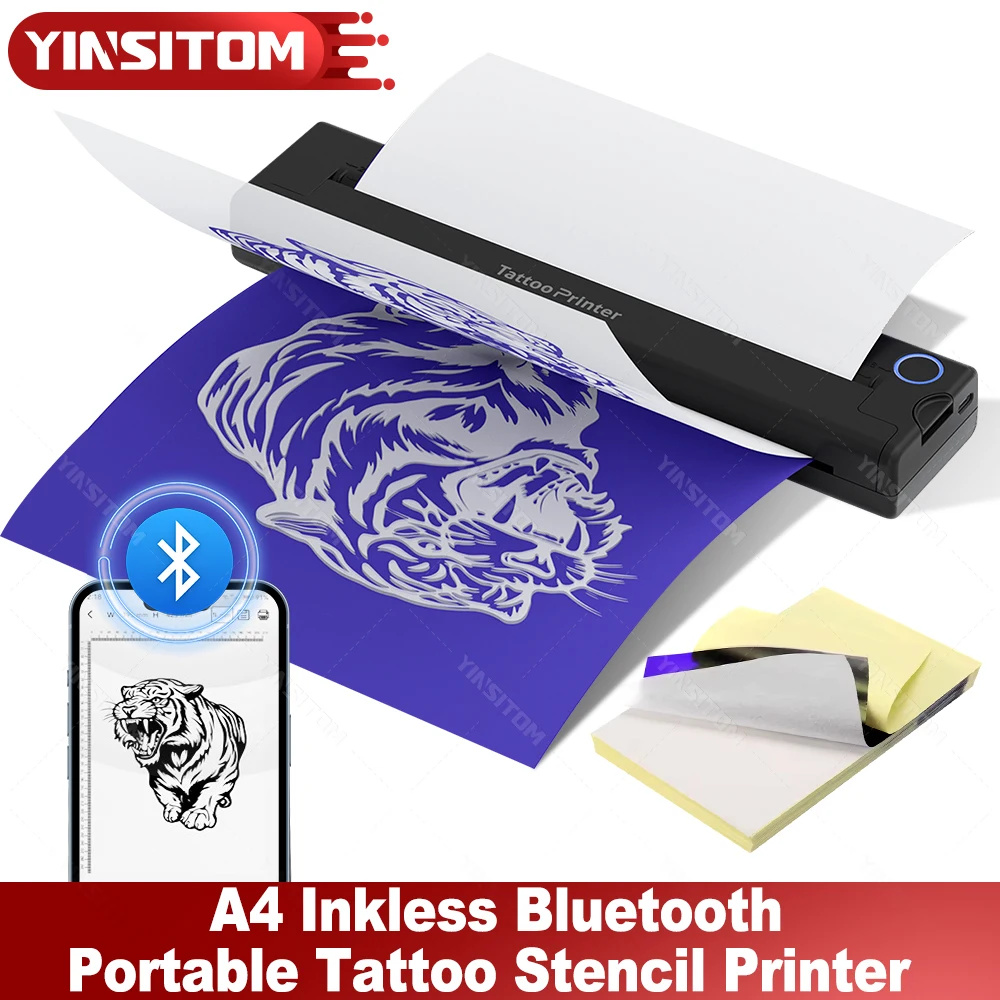 Tattoo Stencil  Wireless Thermal Printer with 10 Transfer Papers Compatible Phone PC Tattoo Printers for Tattoo Artists Beginner