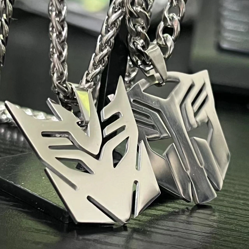 HNSP Anime Movies Autobots Sign Stainless Steel Pendant Chain Necklace For Men Boy Jewelry Accessories Gifts