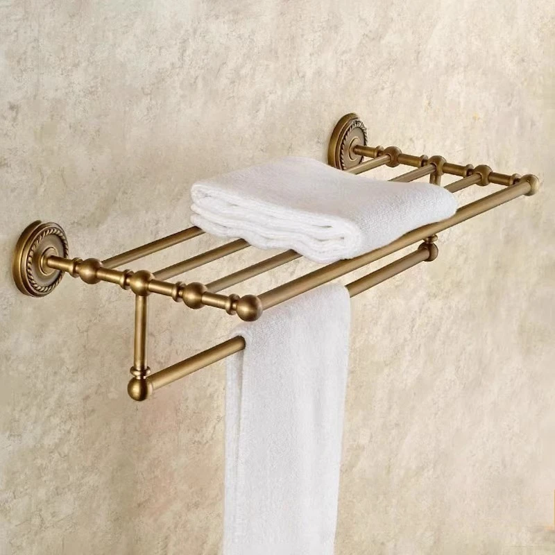 

Brass Towel Racks Multifunctional Retro Bathroom Hardware Durable Sturdy Bathroom Rack with Strong Hardness Household Using