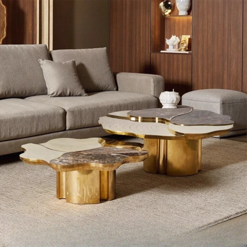 Coffee table villa light luxury irregular special-shaped edge table artistic coffee table