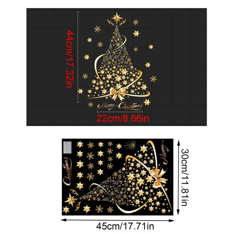 Christmas Tree Window Decal Holiday Winter PVC Window Stickers Reusable Christmas Tree Static Adsorption Stickers Decorations