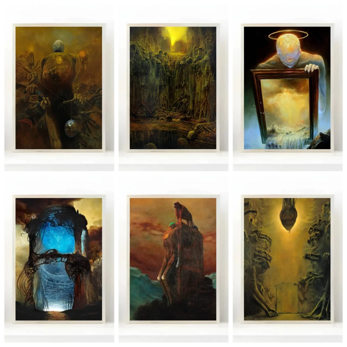 DIY Ölgemälde nach Zahlen Berühmte Surrealismus-Kunstwerke von Zdzislaw Beksinski Heimdekoration Wand Raumdekoration Bestes Geschenk Rahmen