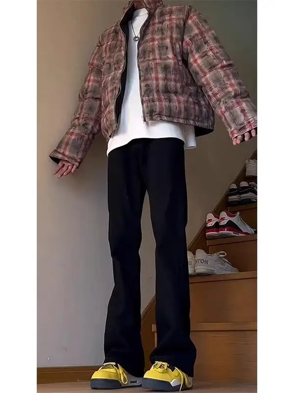 

Cleanfit Men's Fleece Lined Bootcut Jeans mid Waist Thick Denim Straight Leg Bell Bottoms for Autumn Winter Trendy Wear Resis...