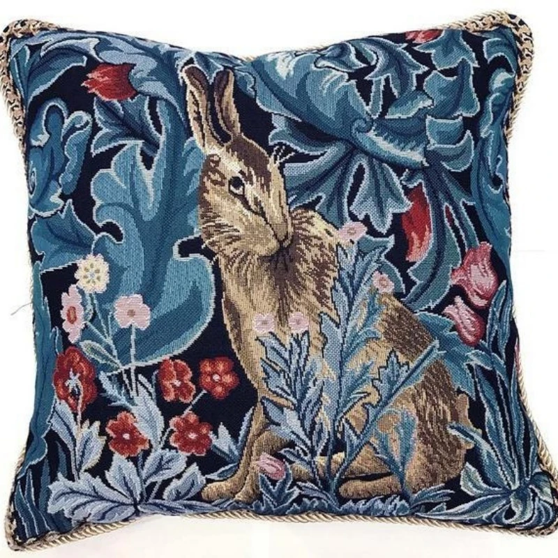 Pillow Cover 45*45cm Woven Flower Jacquard Goblin Art Cushion Cover Obzon European Style,Without Pillow Core